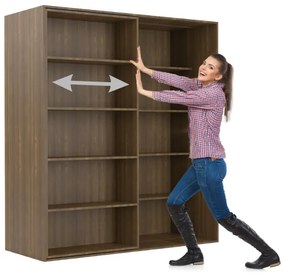 Dvojradová posuvná knižnica DOUBLE, 1800 x 700 x 2000 mm, orech
