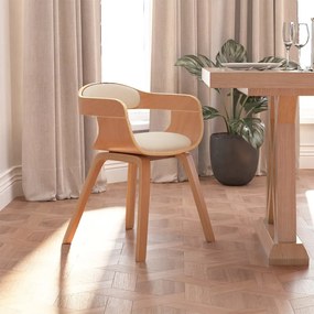 Jedálenská stolička krémová ohýbané drevo a umelá koža