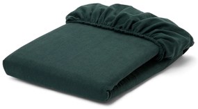 Flanelové napínacie prestieradlo, tmavozelené, dvojlôžko