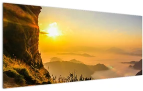 Obraz údolia v rannej hmle (120x50 cm)