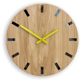 Sammer Moderné dubové hodiny SIMPLE - čierna/žltá  33cm SimpleWoodYellow