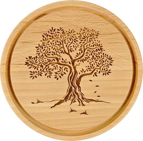 AMADEA Drevená servírovacia doštička - podnos strom, masívne drevo, 20 cm