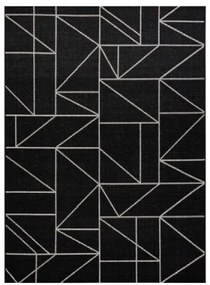 Koberec SIZAL FLOORLUX 20605 geometrický - čierny / strieborný