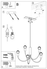 Luster Piccolo 3, čierne telo svietidla