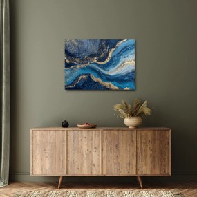 Obraz - Modrozlatý abstraktný mramor (70x50 cm)