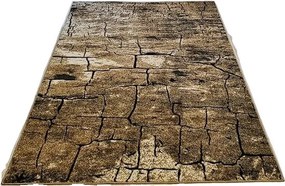 HU Hnedý  koberec Loft Loft-265 vzor suchá zem Rozmer: 60x100 cm