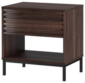 Tmavohnedý nočný stolík s doskou v dekore orechového dreva Celine – Støraa