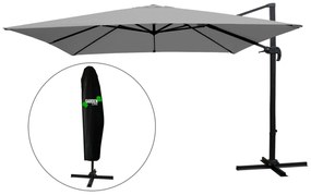 Zahradní slunečník s ochranným obalem ROMA 300 x 300 cm šedý