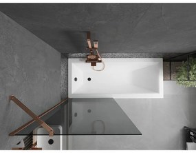 Mexen Next, vaňová zástena 1-krídlová 80 x 150 cm, fixné krídlo, 6 mm šedé sklo, ružové zlato profil, 895-080-000-00-40-60