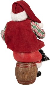 Červená vianočná dekorácia figúrka Santa Claus s pivom - 13*13*24 cm
