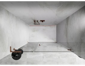 Mexen Lunar-B, L výklopné pravé sprchové dvere 150 cm, 8mm číre sklo, ružové zlato profil, 832SL-150-050-60-00-P