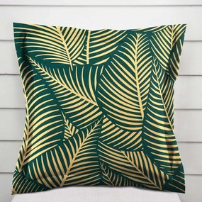 Biante Bavlnená obliečka na vankúš s lemom Sandra SA-569 Veľké béžové listy na zelenom 60 x 60 cm
