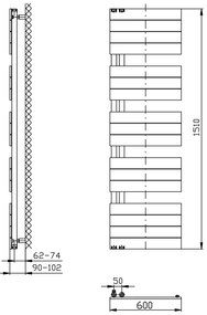 Aqualine Aqualine, MILI vykurovacie teleso 600x1510 mm, biela, DC640T