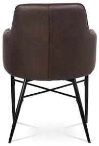 Autronic -  Jedálenská stolička AC-9990 BR3 hnedá látka v dekor vintage kože