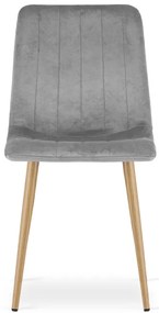 Set dvoch jedálenských stoličiek LAVA zamatové, svetlosivé / hnedé nohy (2 ks)