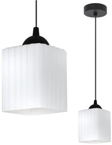 Závesné svietidlo Riffle Square, 1x biele sklenené tienidlo, b