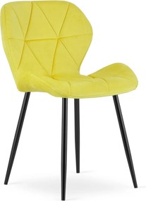 Jedálenská stolička MANGO VELVET s čiernymi nohami, žltá