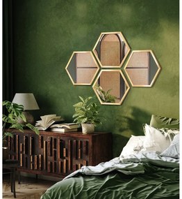 Nástenné zrkadlá v súprave 4 ks 35x40 cm Heksagon