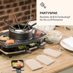 Klarstein Entrecote, raclette gril s fondue 2 v 1, 1100 W, prírodný kameň, pre 8 osôb, podložky