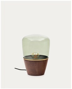 Zelená/v tmavoprírodnej farbe stolová lampa so skleneným tienidlom (výška 30 cm) Silex – Kave Home