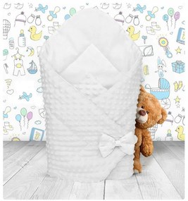 Obojstranná zavinovačka pre bábätká 80x80 cm BABYMAM PREMIUM - Snehovo biela s bielou Minky