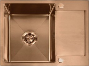Rea Paul, 1-komorový nerezový drez 600x480x185 mm, medená matná, ZLE-06017