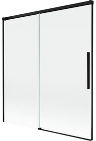 Mexen Rox, 2-krídlová posuvná vaňová zástena 150 x 150 cm, 8mm číre sklo, čierny matný profil, 8C9-150-001-70-00