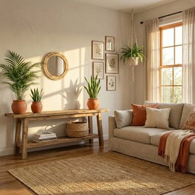 Okrúhle nástenné zrkadlo BOHO 36 cm prírodné