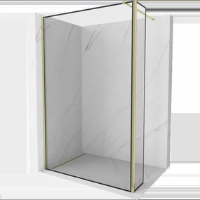 Mexen Kioto sprchová stěna Walk-in 110 x 30 cm, černý vzor, zlatá - 800-110-212-50-70-030