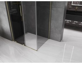 Mexen Velar L, sprchový kút s posuvnými dverami 90 x 100 cm, 8mm šedé sklo, zlatá lesklá, 871-090-100-43-50