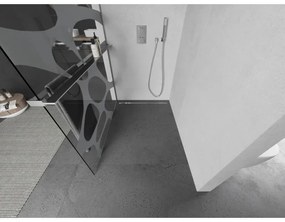 Mexen Kioto+ L, sprchová zástena Walk-In s poličkou a vešiakom 110 x 200 cm, 8mm číre sklo biely vzor, chrómový profil, 800-110-123-01-97