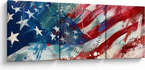 Obraz - Vlajka USA (s hodinami) (90x30 cm)