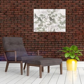 Sklenený obraz - Rastliny v omietke (70x50 cm)