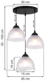 Závesné svietidlo Venice, 3x mliečne sklenené tienidlo, O