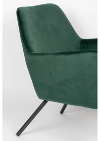 Tmavozelené zamatové kreslo White Label Bon