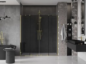 Mexen Velar Duo, posuvné sprchové dvere do otvoru 200 cm, 8mm šedé sklo, zlatá lesklá, 871-200-000-42-50