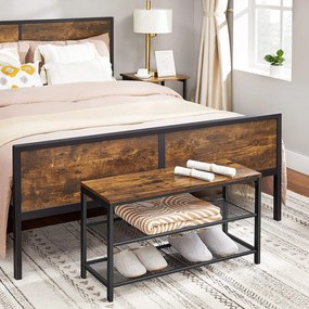 Lavica na topánky, stojan na obuv s 2 policami, rustikálny hnedý