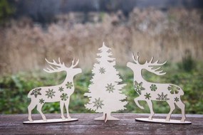 DUBLEZ | Drevené dekorácie - Soby s vianočným stromčekom