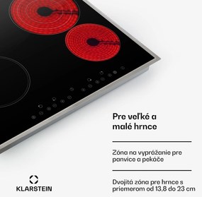 Klarstein Virtuosa 4, sklokeramická varná doska, 6500 W, 4 platničky, rám z nehrdzavejúcej ocele