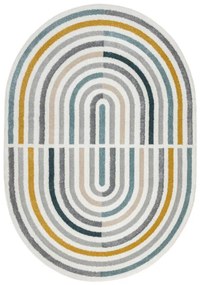Koberec FUSION Shape 5711 biely / tmavozelený ovál