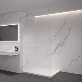CERANO - Sprchová zástena Walk-in Onyx Top L/P - guľatá vzpera - biela matná, ryhované sklo - 100x200 cm, CER-CER-8050BD1557