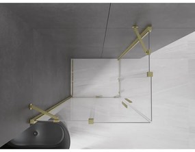 Mexen Velar Duo, sprchový kút s posuvnými dverami 100(dvere) x 90(dvere) cm, 8mm číre sklo, zlatý matný profil, 871-100-090-02-55