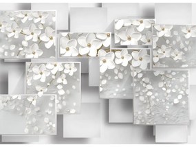 3D tapeta na stenu tiles and flowers