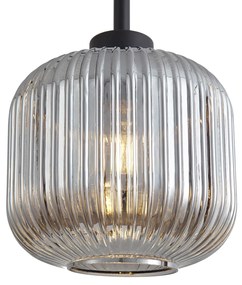 Dizajnová stojaca lampa čierna s dymovým sklom - Ana