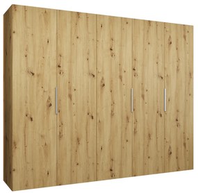 Šatníková skriňa 250 cm Mirabella 1 (dub artisan + kašmír). Akcia -21%. Vlastná spoľahlivá doprava až k Vám domov. 1126370