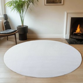 Ayyildiz, Kusový koberec Joy 1400 white kruh, 80x80 (priemer) kruh, biela, chodba / predsieň