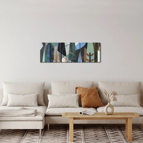 Obraz - Prírodná geometrická abstrakcia II. (s hodinami) (90x30 cm)