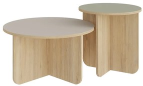 Krémovobiele/v prírodnej farbe okrúhle konferenčné stolíky v súprave 2 ks v dekore duba ø 70 cm Hillary – Marckeric