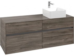 VILLEROY &amp; BOCH Collaro závesná skrinka pod umývadlo na dosku (umývadlo vpravo), 4 zásuvky, 1400 x 500 x 548 mm, Stone Oak, C04700RK