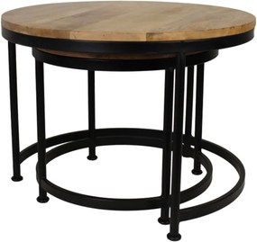 Sada 2 stolíkov s doskou z mangového dreva ø 45 x 40cm, HSM Collection Sanndine